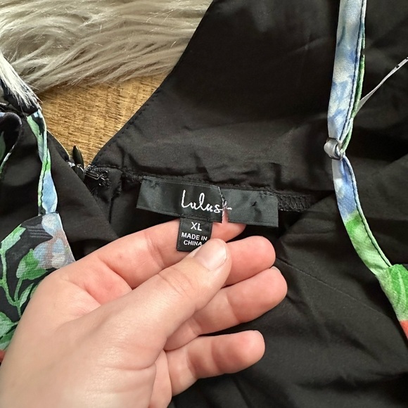 LULU’S Effortless Energy Black Floral Print Asymmetrical Maxi Dress - Picture 9 of 9